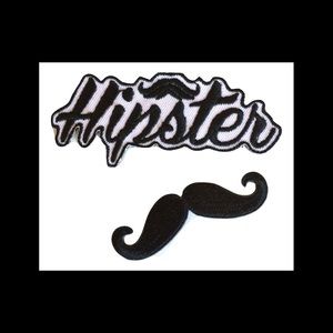 Hipster Patch, Moustache Iron On Patches, DIY